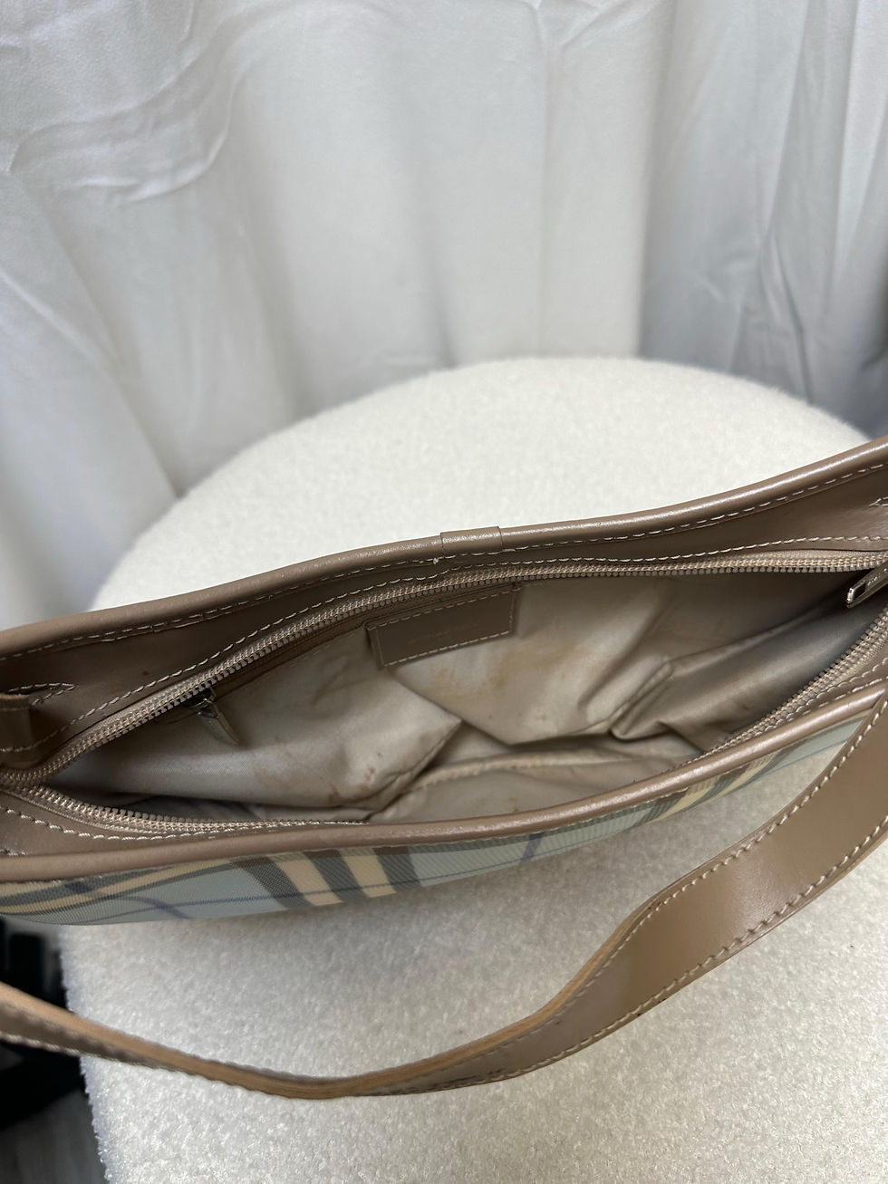 Thumbnail: Burberry Nova Check Hobo Bag blue 