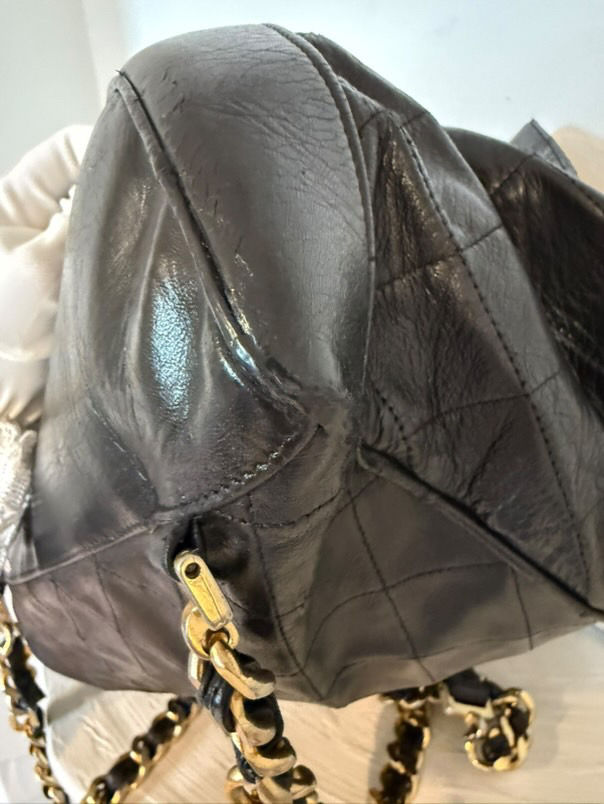 Thumbnail: Chanel Vintage backpack in black quilted leather