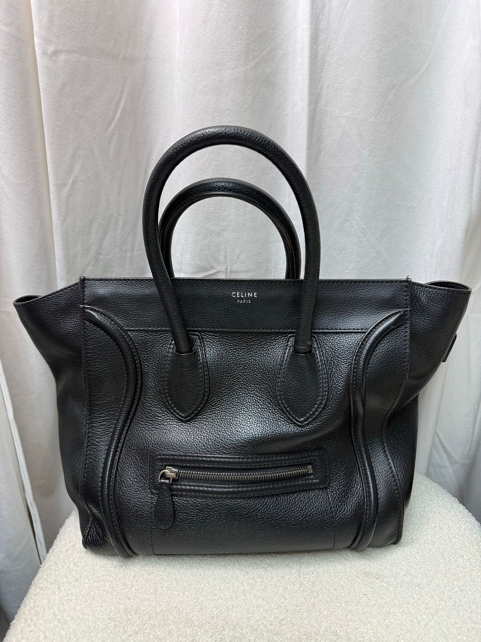 Thumbnail: Celine Drummed Calfskin Mini Luggage Tote 
