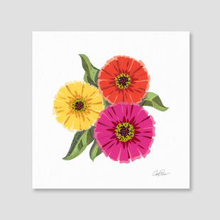 Zinnia bloom cape cod washi art