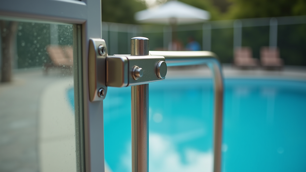 Close-up view of a pool gate latch being tested for safety
