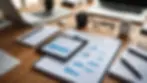 Wide angle view of a diversified investment portfolio on a desk