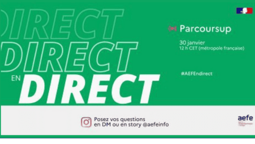 Parcoursup : chat en direct sur Instagram @aefeinfo