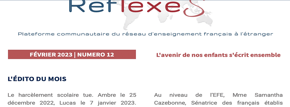 Newsletter n°12 : harcèlement scolaire, actualité du réseau…