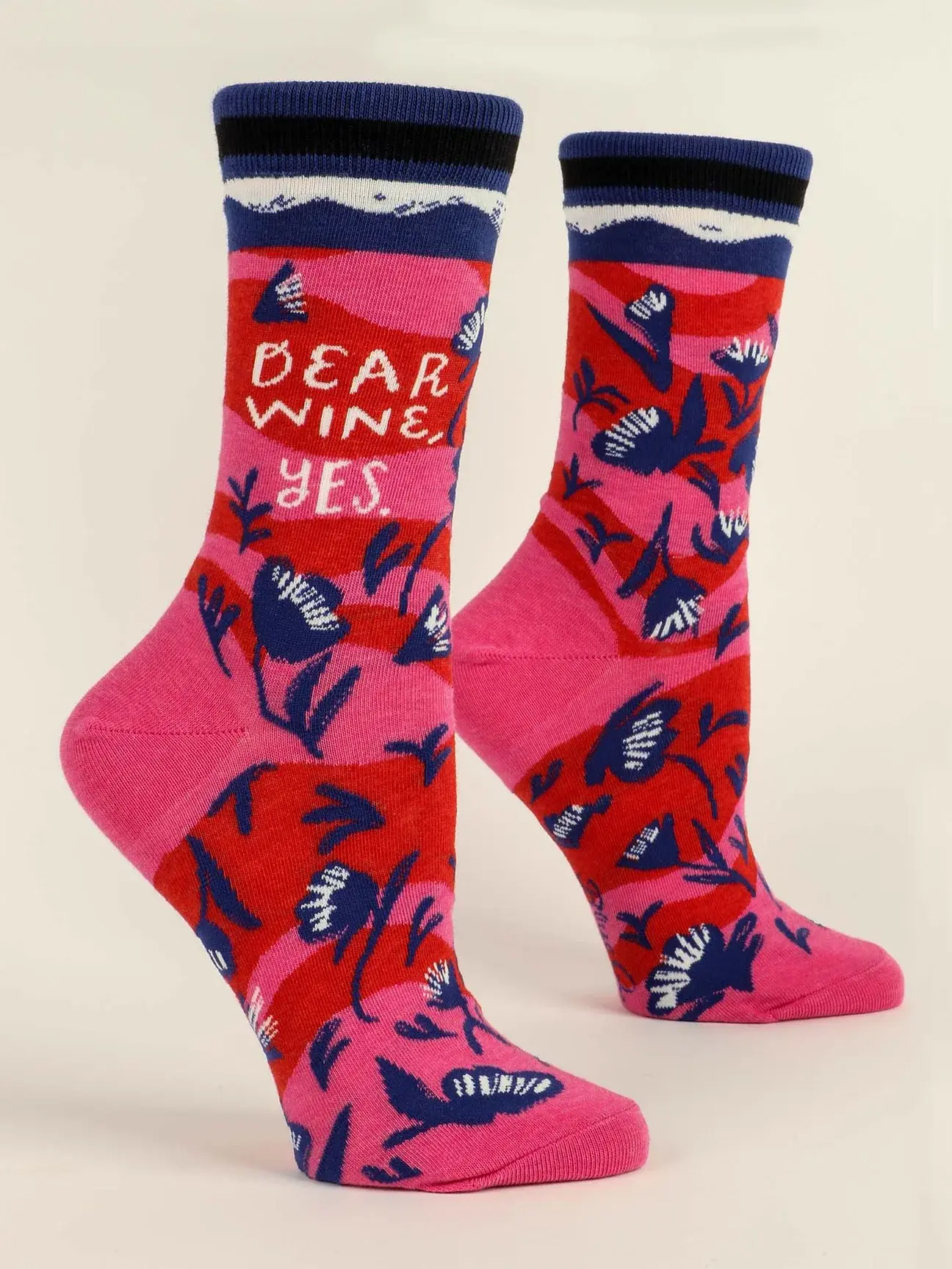 Blue Q - Women's Crew Socks - Dear Wine, Yes