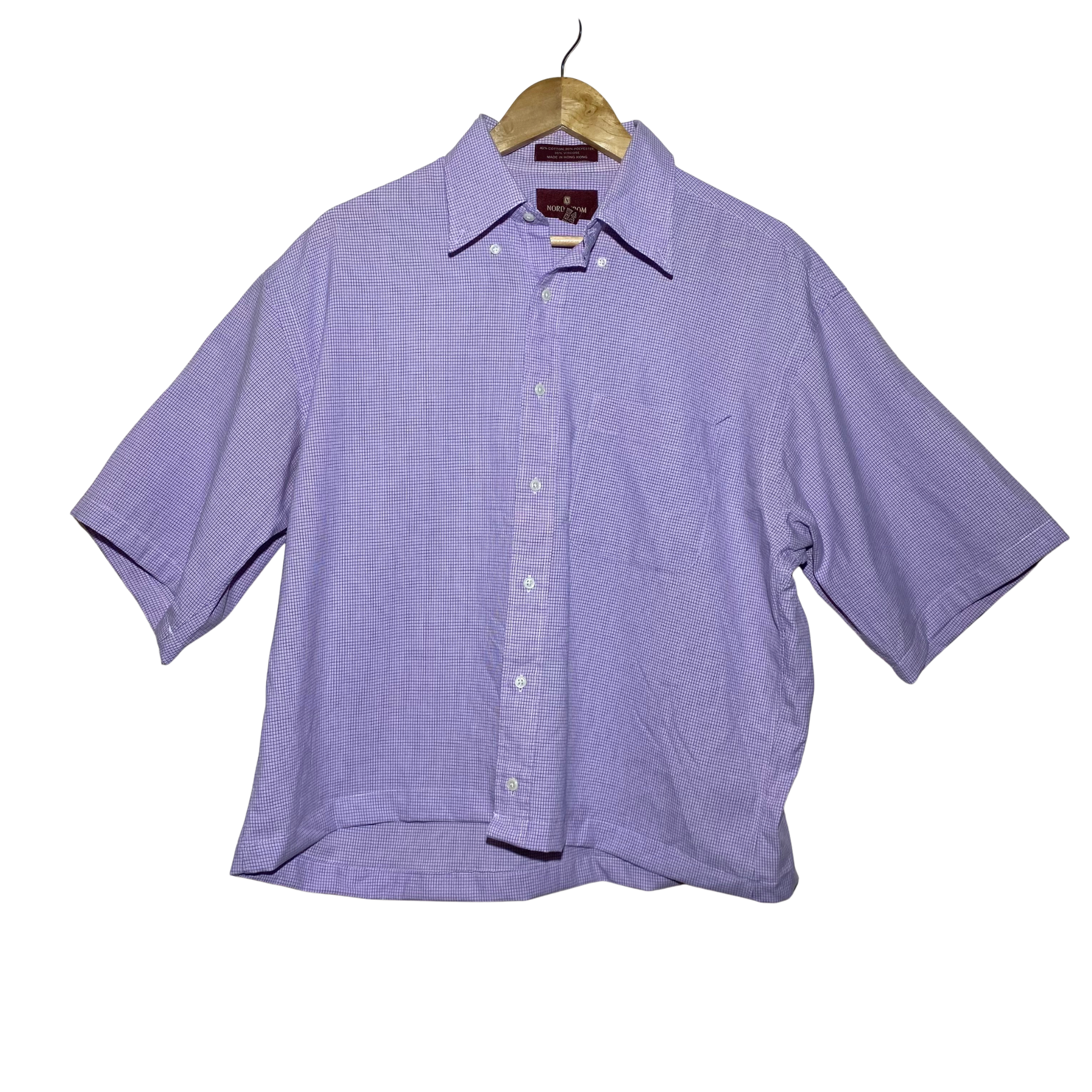 Nordstrom Purple Micro Checkered Polo Crop