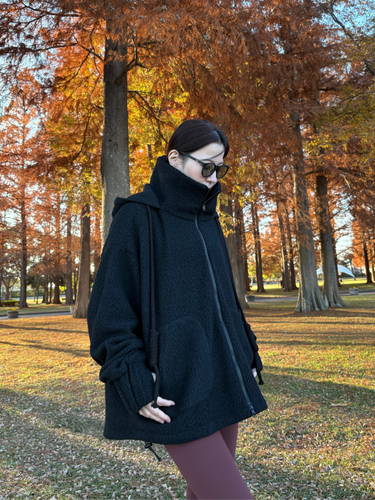 Wool Blend Teddy Coat【Black】 | SOTOBO