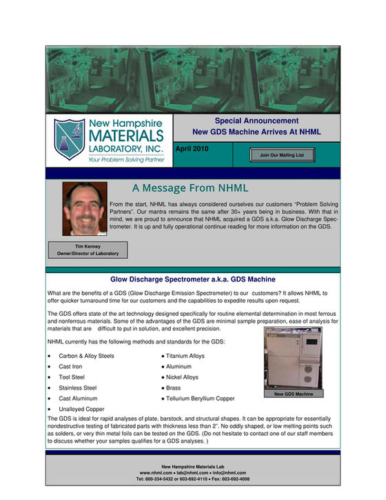 Special Announcement: New GDS Machine Arrives at NHML
