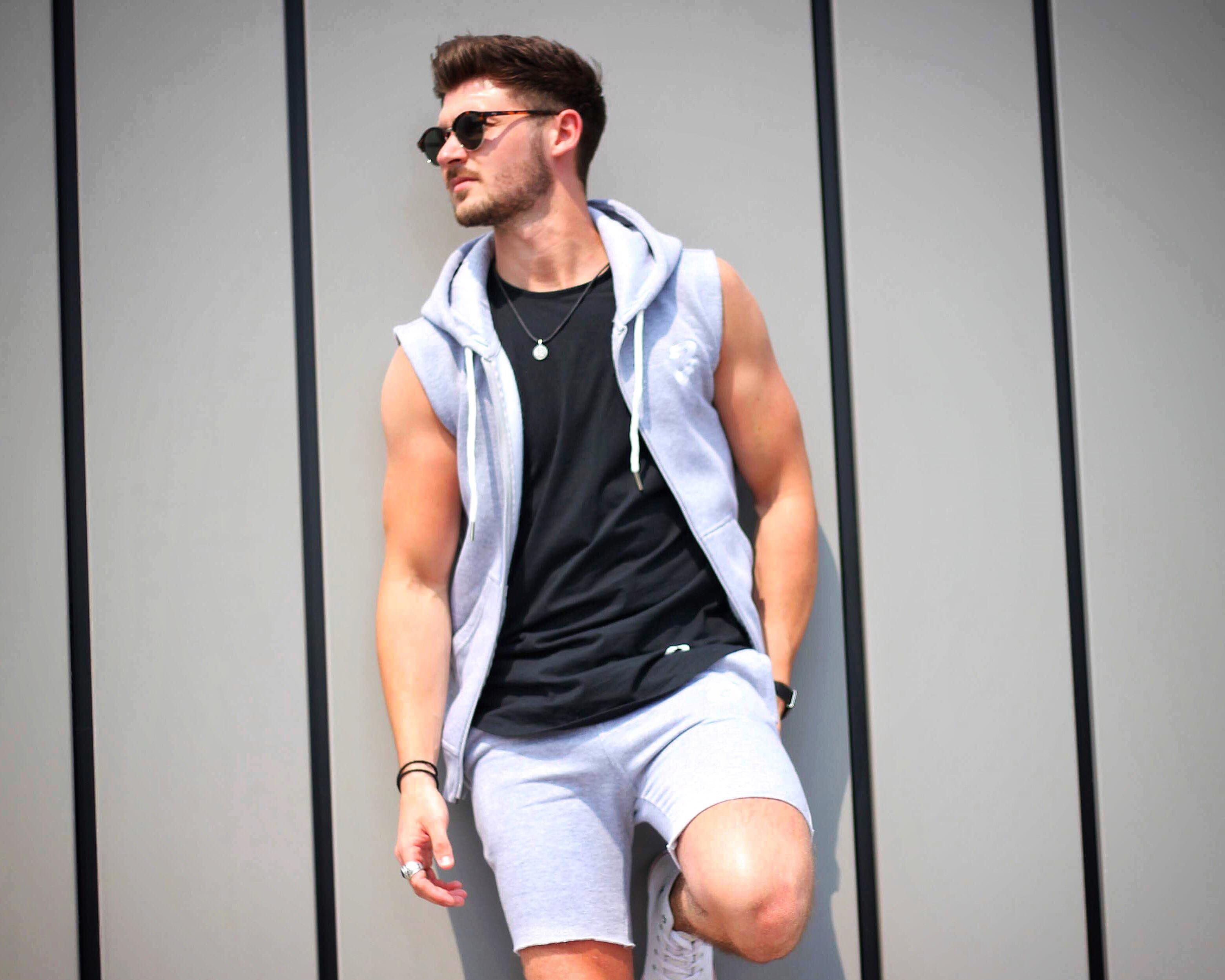 Sleeveless Tracksuit Top Hoodie - Grey