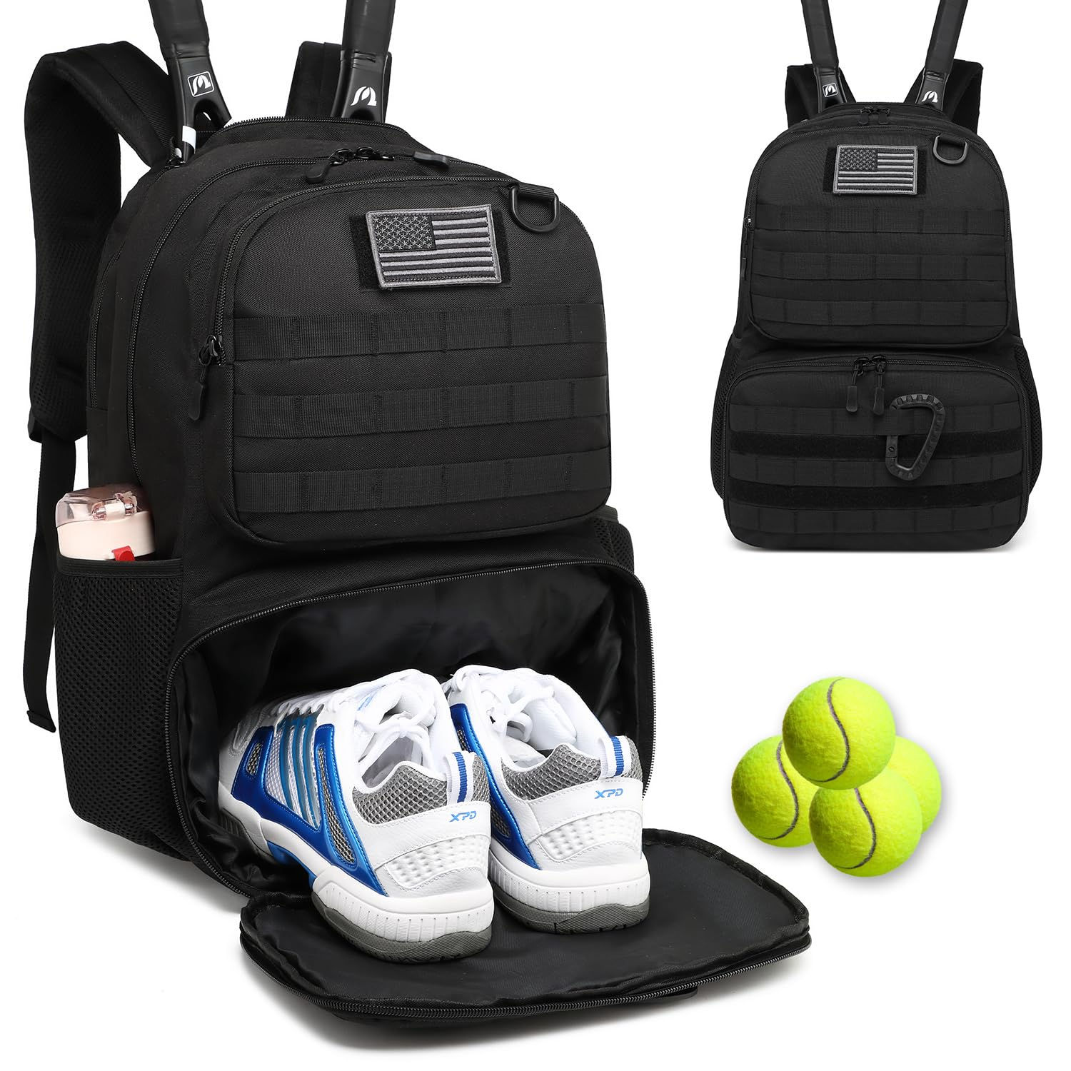 SunForMorning Tennis Bag Holds 2 Rackets Large Tennis Backpack for Men Women wit