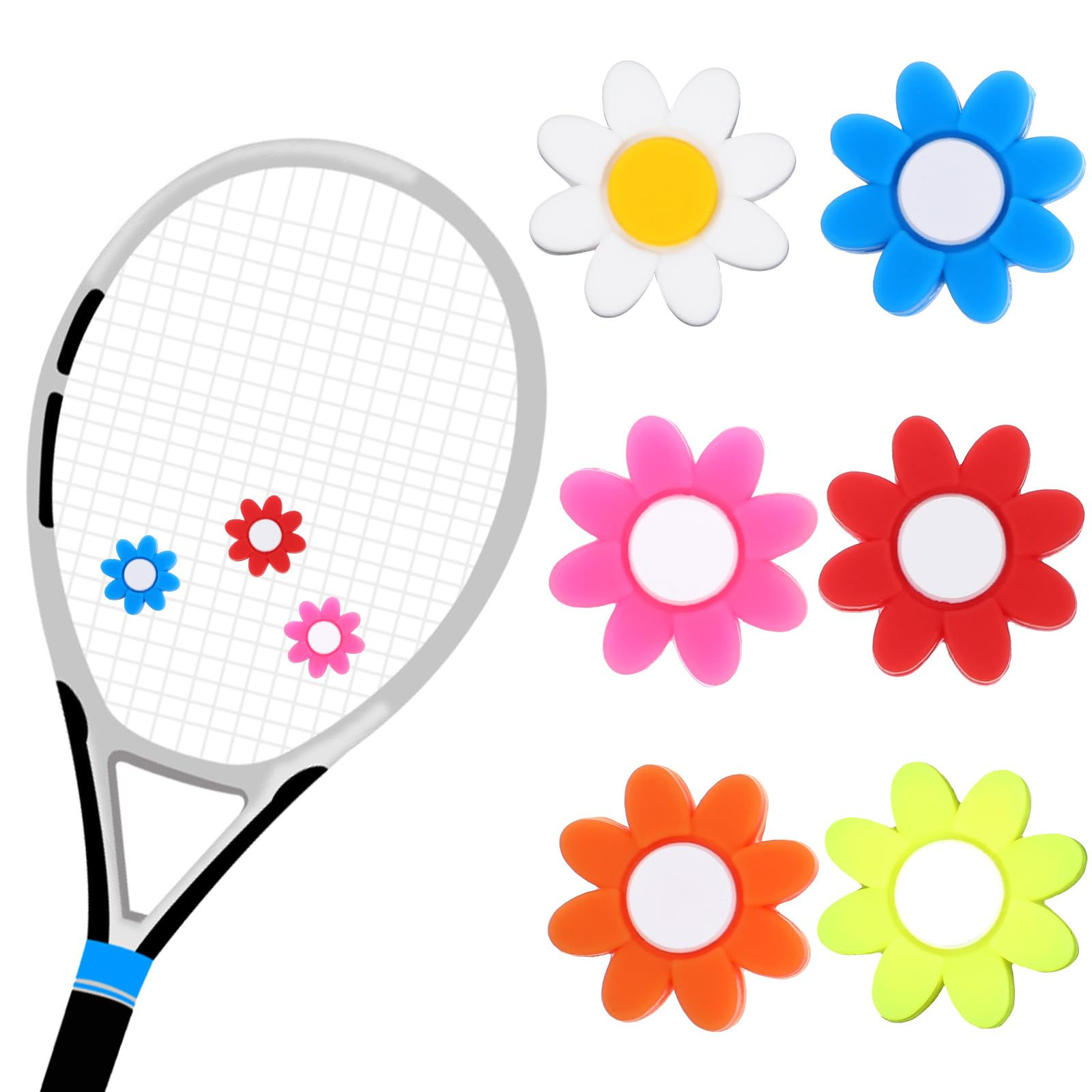 LLOUSSAK 6pcs Tennis Dampener Silicone Tennis Shock Absorber Sunflower Flower Te