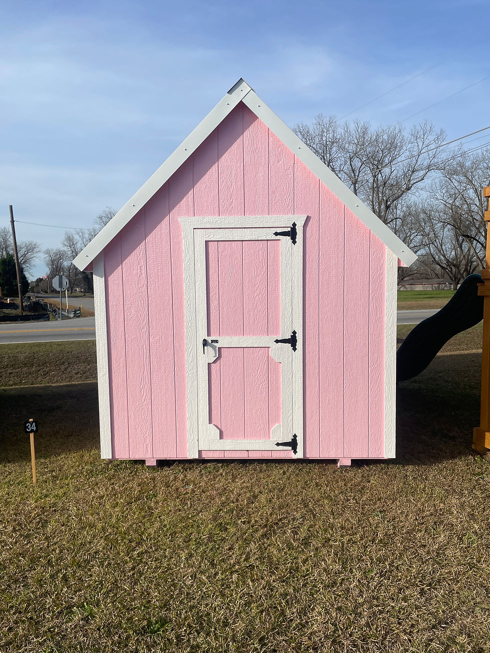 Thumbnail: 8x12 Pink Dutch Playhouse with White Roof and Trim