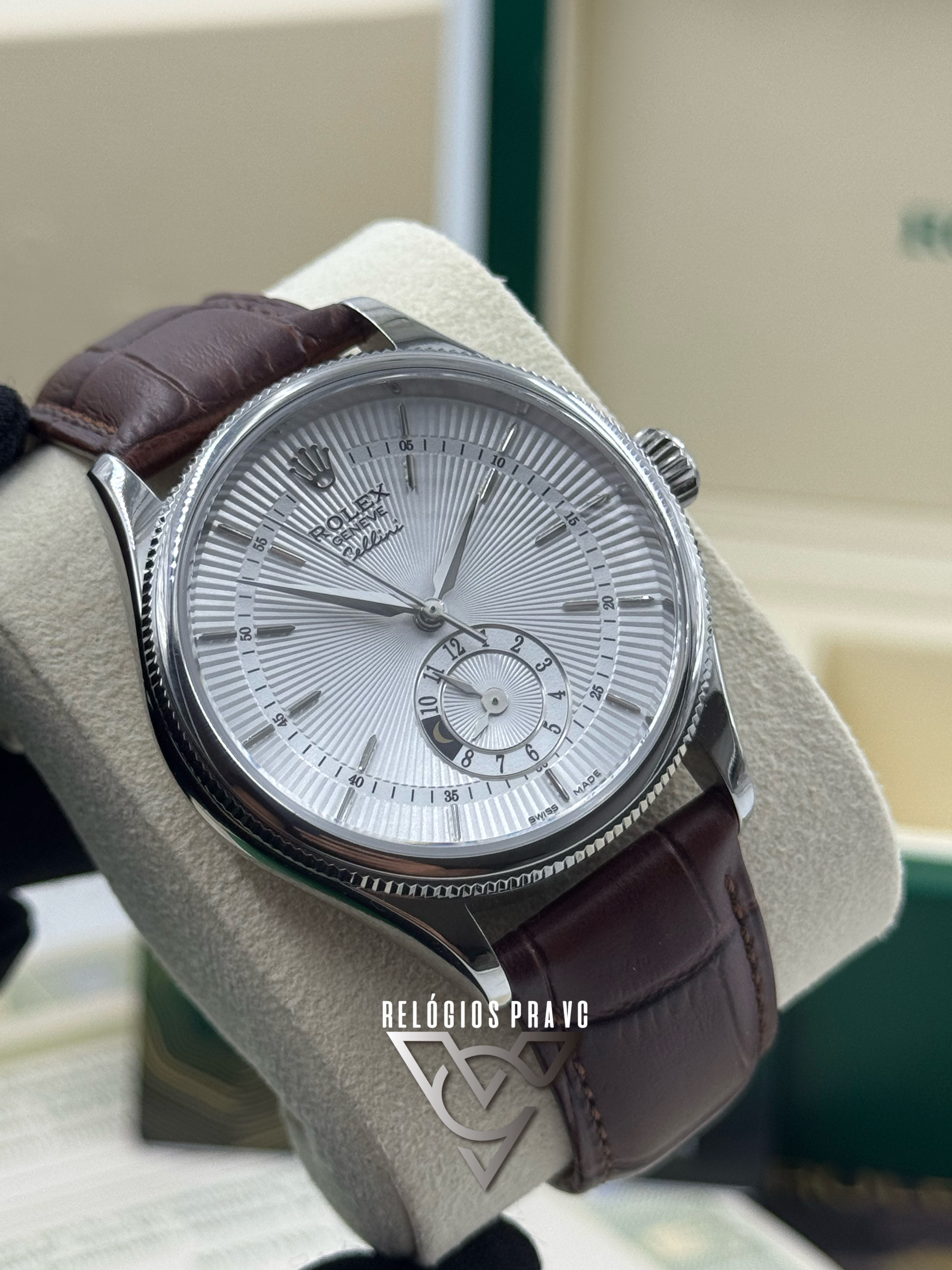 KIT ROLEX CELLINI PRATA +CAIXA R. COM DOCUMENTOS