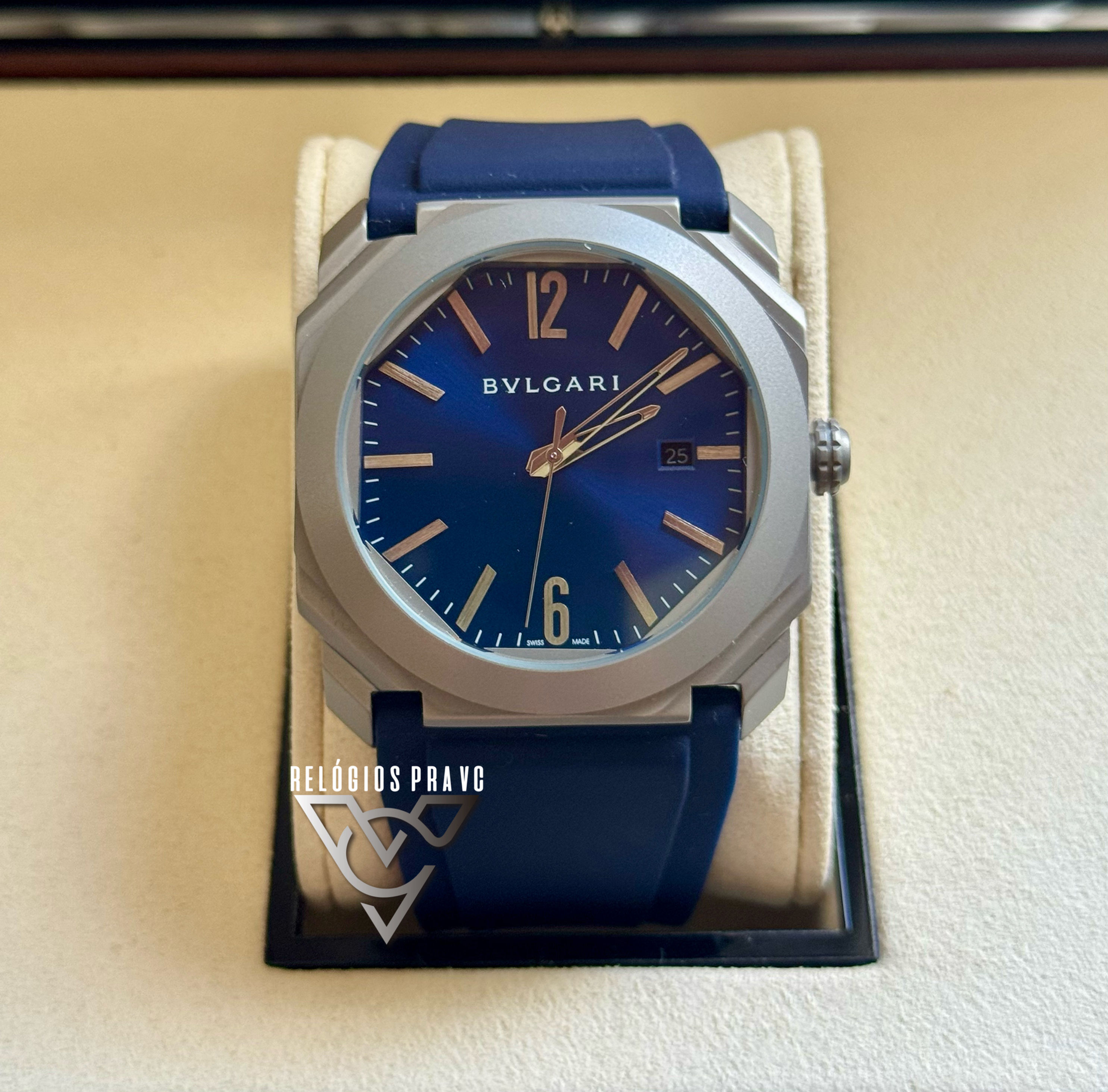 BVLGARI OCTO CINZA AZUL 42MM