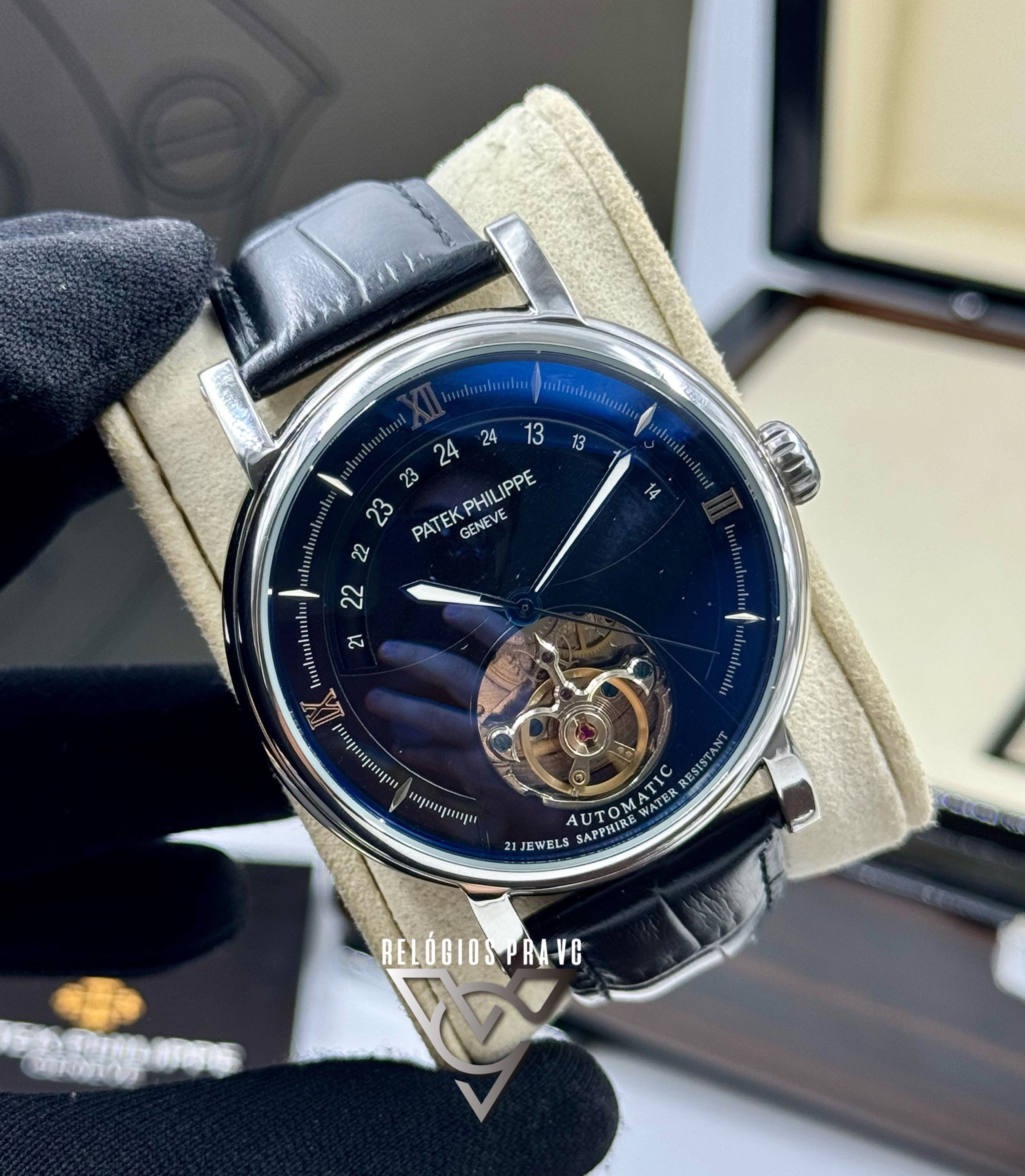 KIT PATEK PHILIPPE BLACK+ CAIXA COM MANUAIS