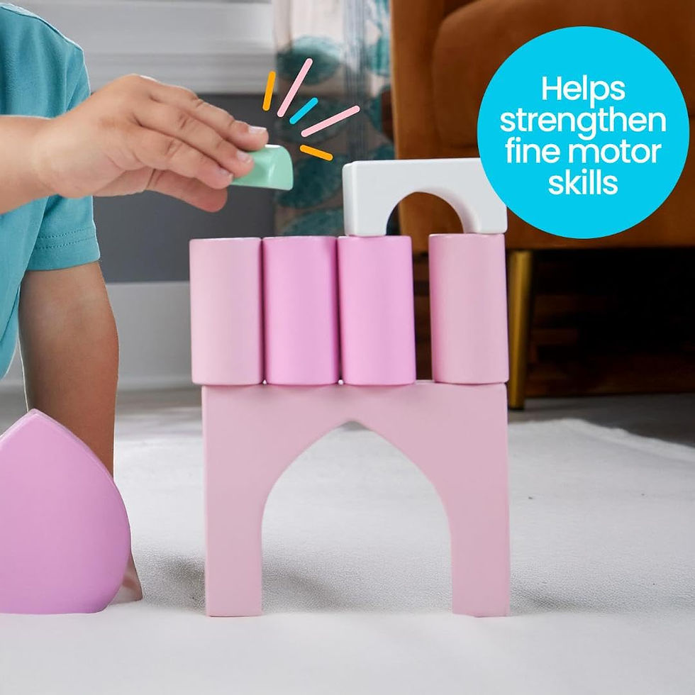 Thumbnail: Fisher-Price Wood Toddler Toy Castle Block Set, 28 Wooden Pieces for Stacking...