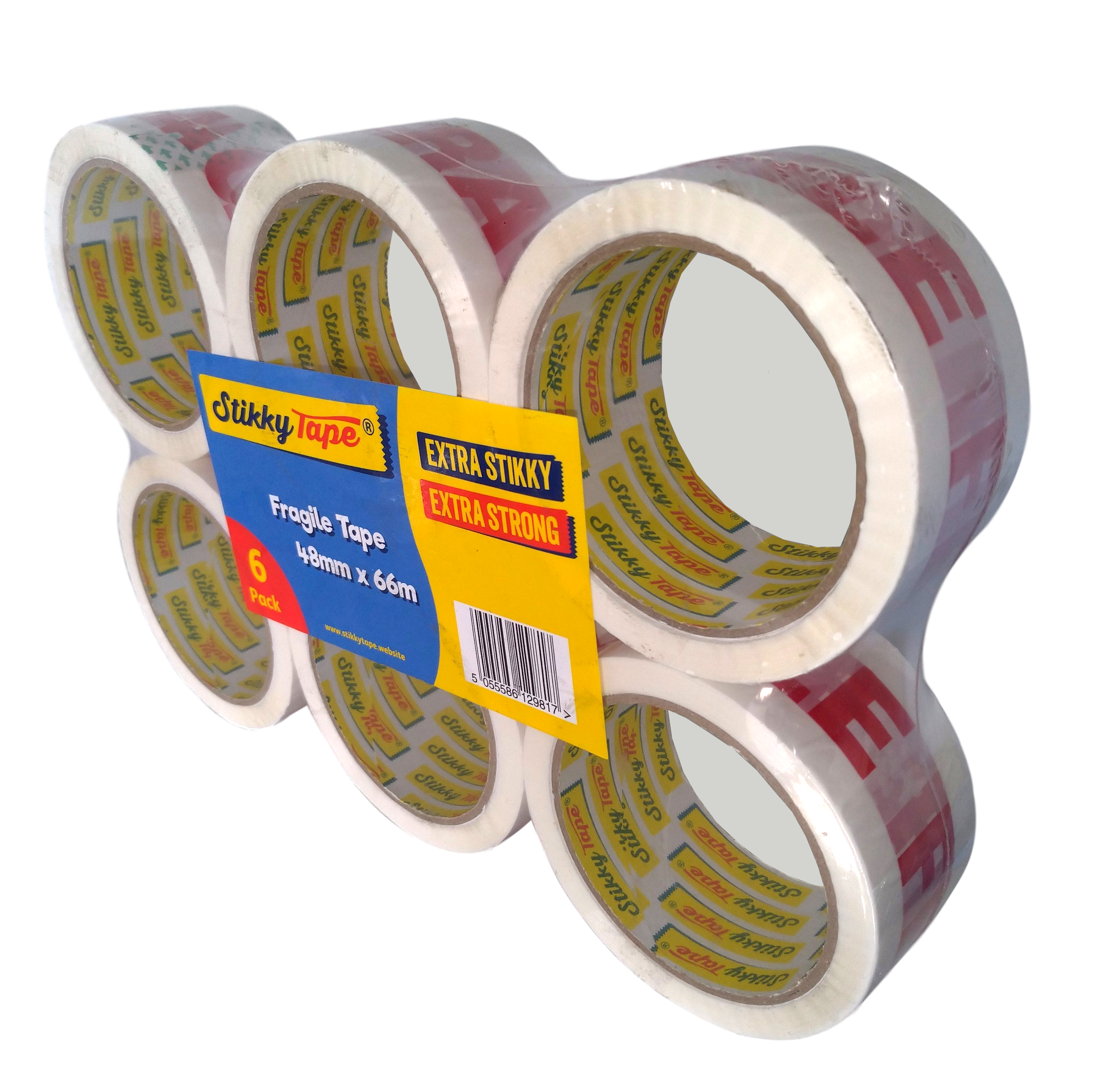 Acrylic Tape - 48mm x 50m - Fragile (Pack of 6)