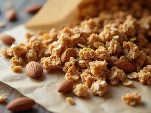 Almond granola on wax paper
