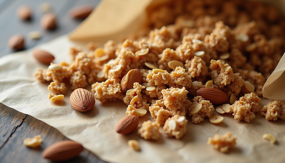 Almond granola on wax paper