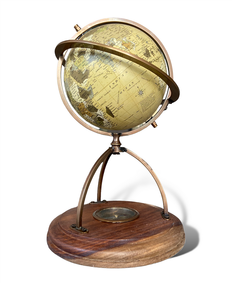 Miniatura: Globe with Compass mounted on Wooden Base - GL1