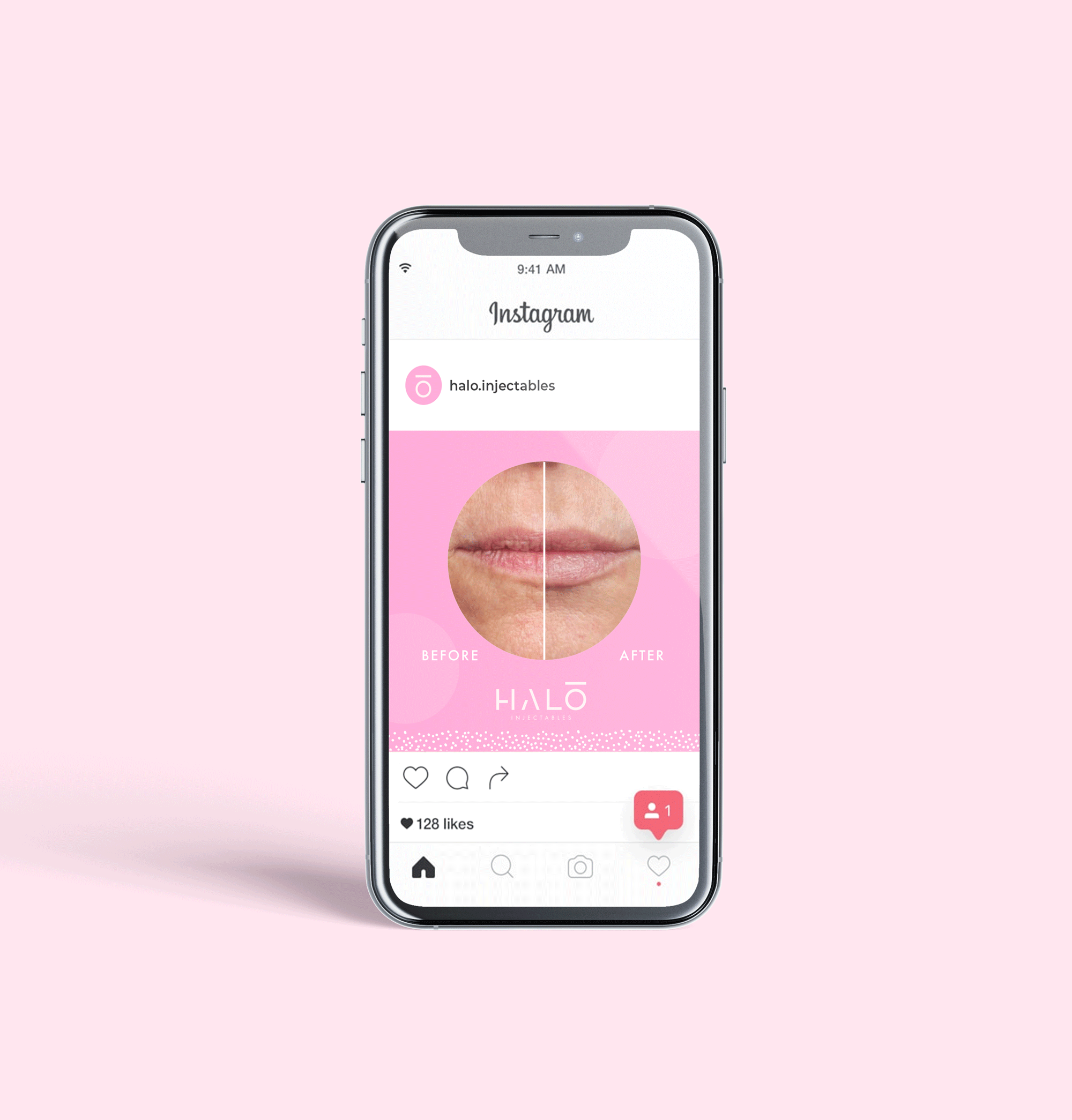 Halo Injectables social media rotating gif to view different instagram posts