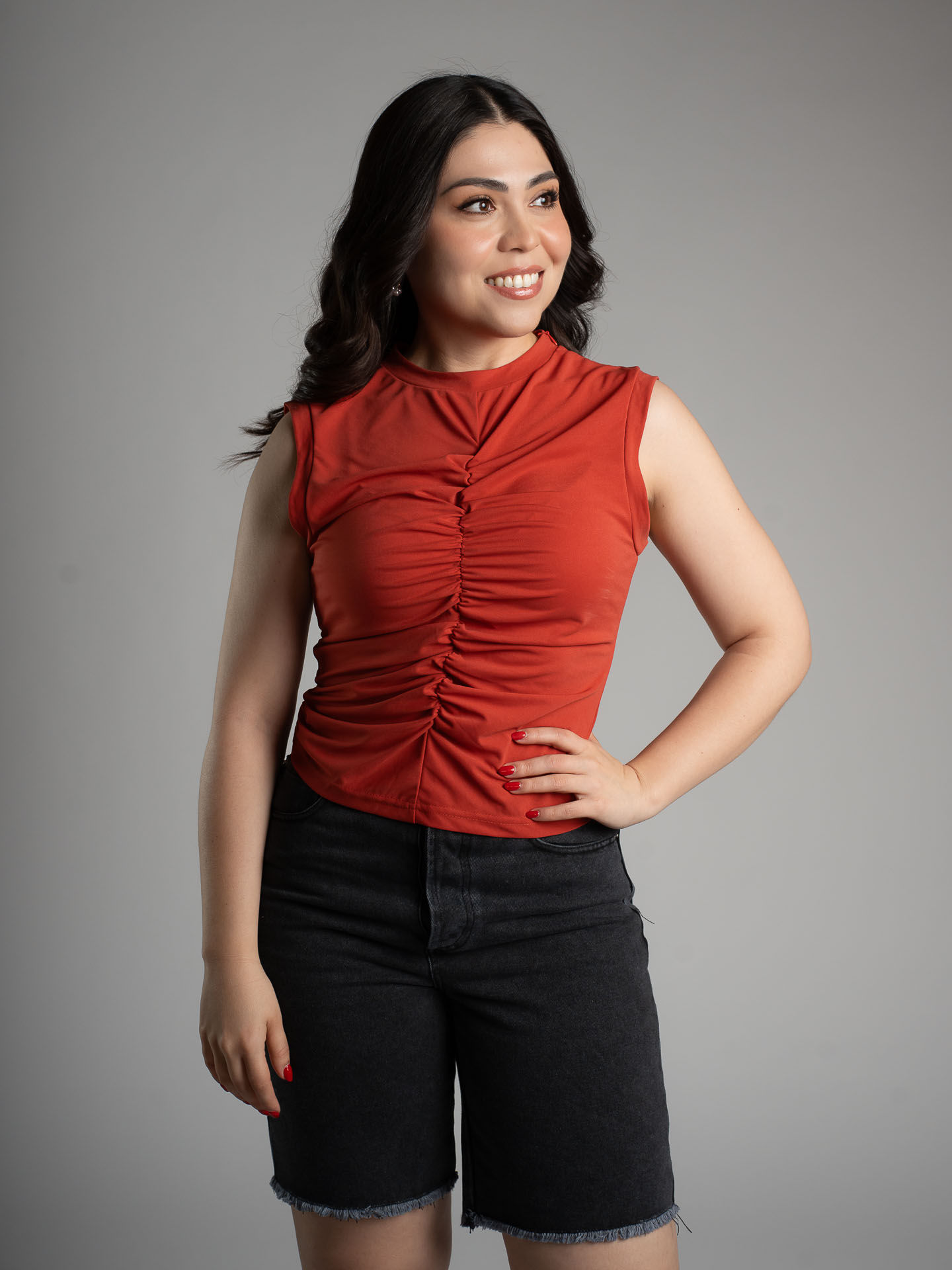 Blusa Fruncida Roja