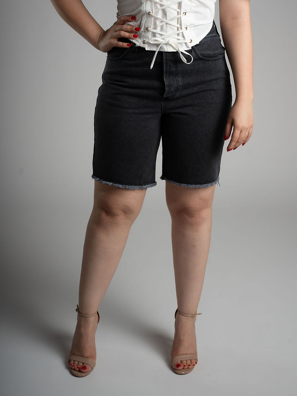 Miniatura: Short Largo Denim Negro