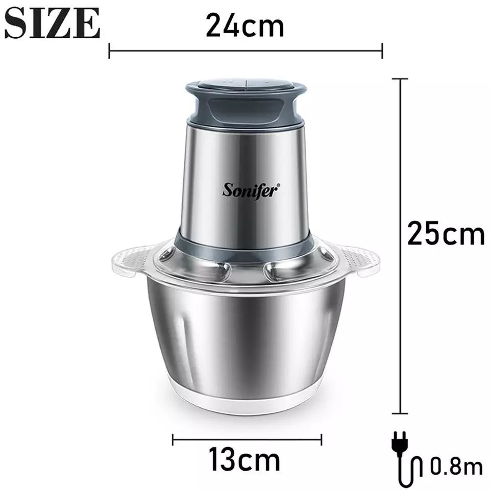 Thumbnail: Sonifer Stainless Steel Electric Chopper Meat Grinder