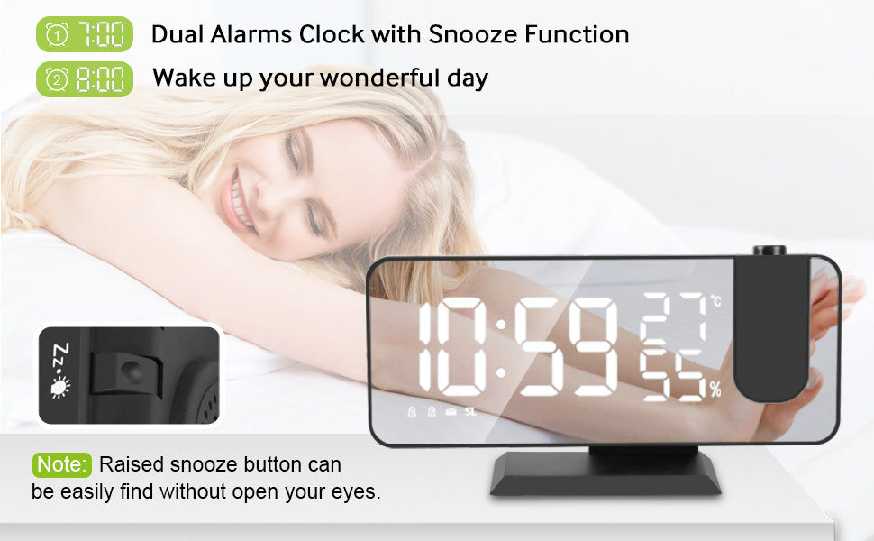 Miniatura: LED Projection Digital Alarm Clock Phone Charger