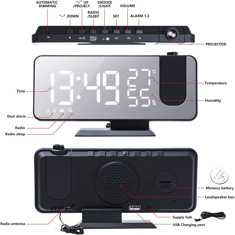 Miniatura: LED Projection Digital Alarm Clock Phone Charger