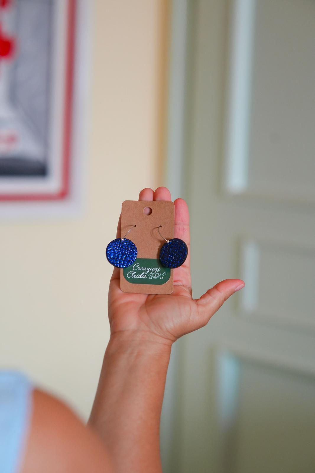 Orecchini blu tondo Creazioni Cleidis