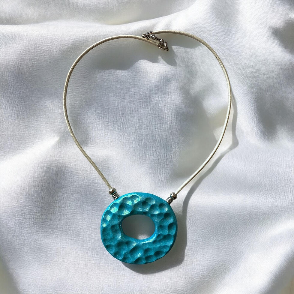 Collana turchese artigianale, ciondolo cerchio, Creazioni Cleidis