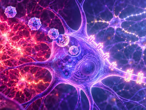 Glowing purple network of neurons and interneuron signaling, illustrating the brain cells affected in Dravet syndrome