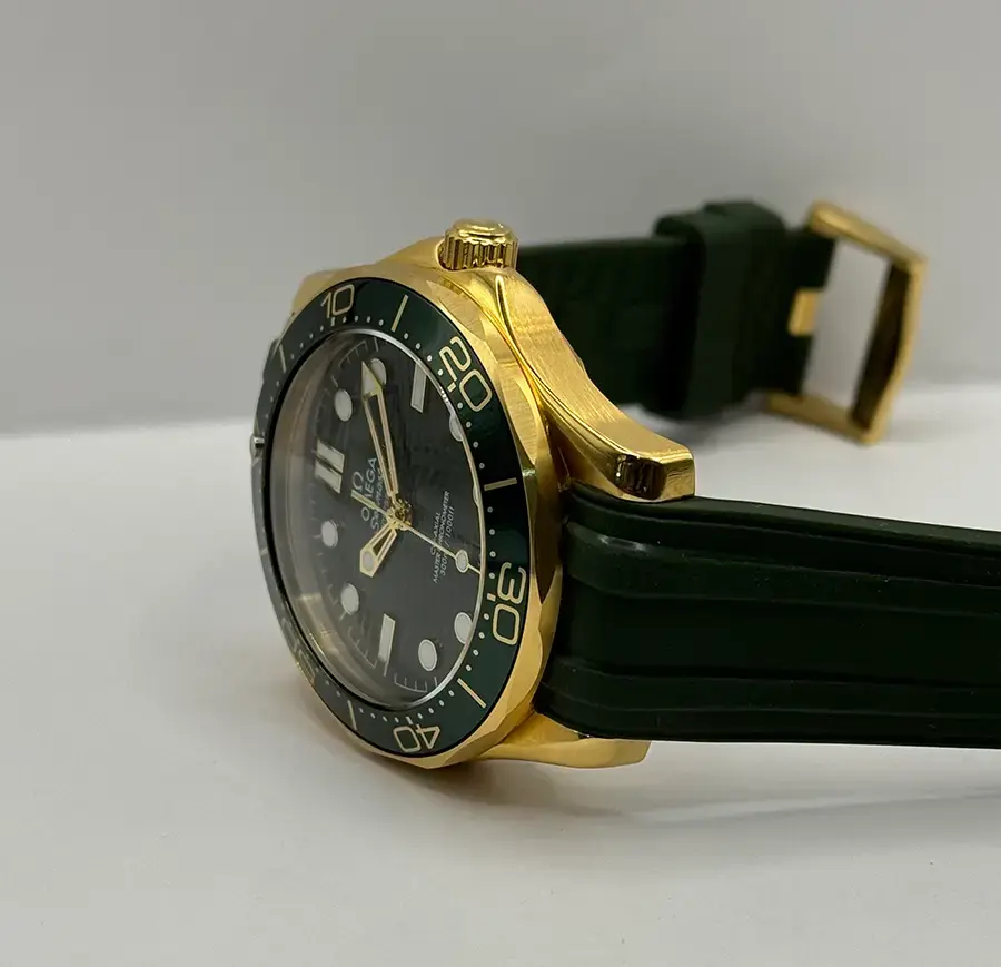 Miniatura: Omega Seamaster Diver Gold Green Rubber strap