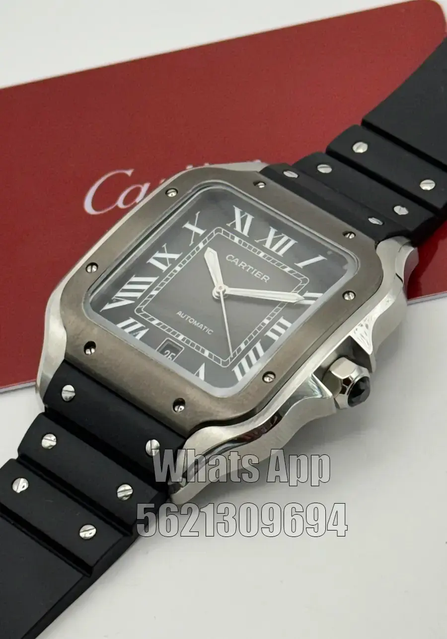 Miniatura: Cartier Santos large Grey Dial Rubber strap Swiss