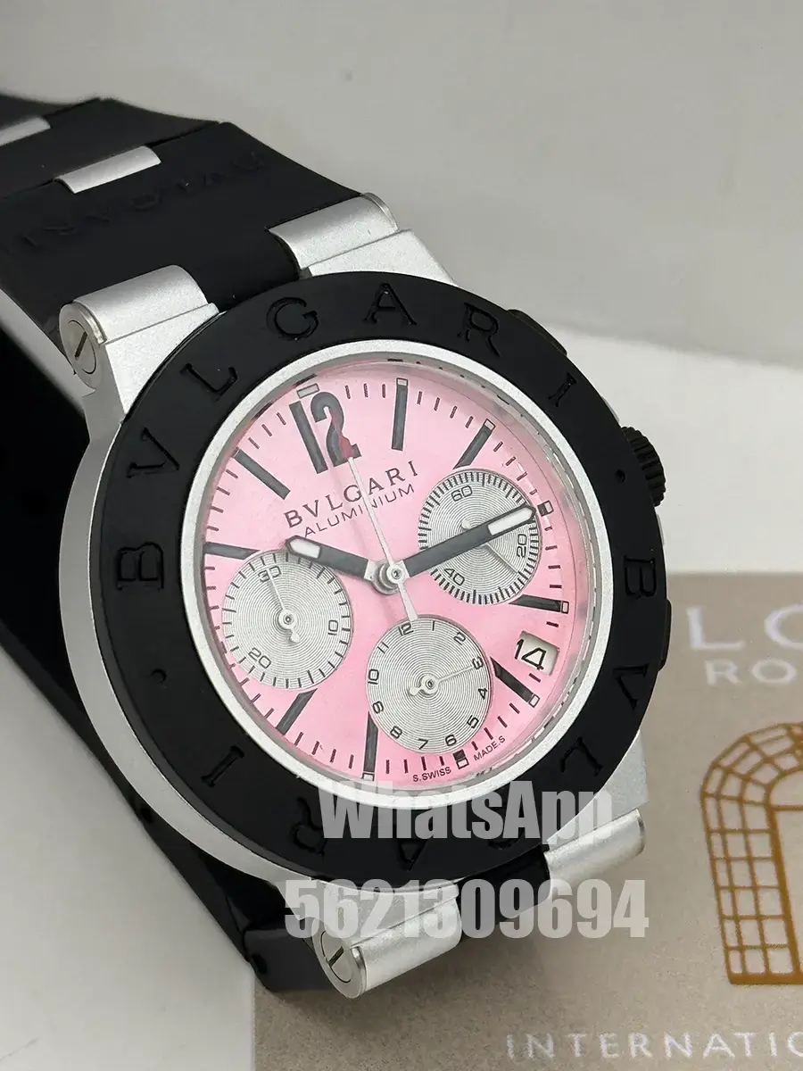 Miniatura: Bulgari Aluminium Chronograph Pink Dial Rubber strap Premium