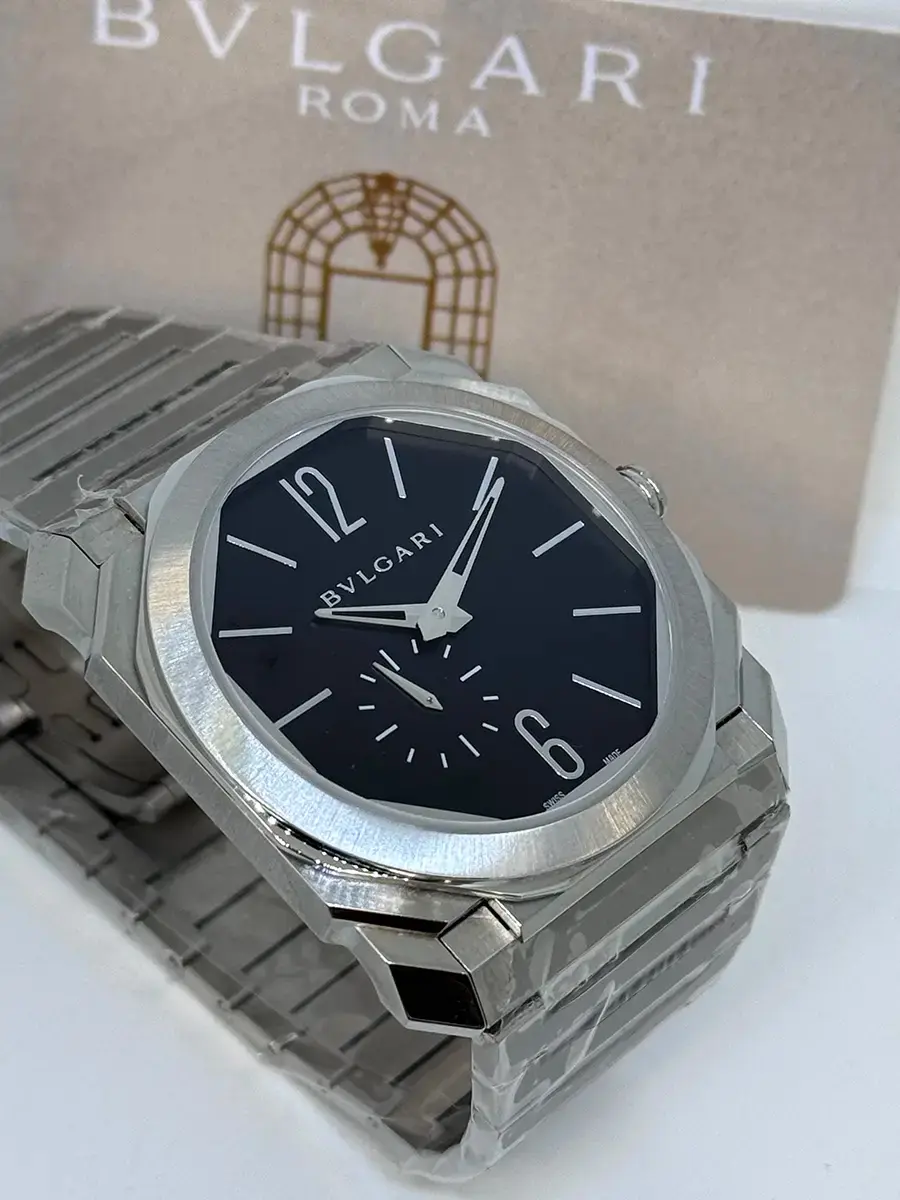 Miniatura: Reloj Bulgari Octo Finissimo Black Dial Ultra Thin Silver Calidad Suiza