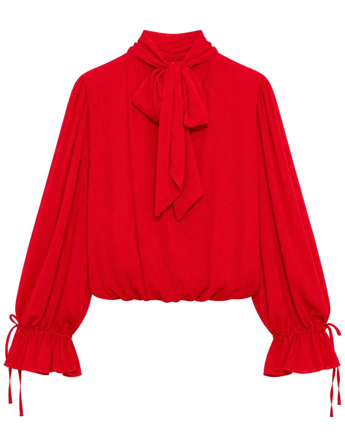 Zara red draped tie-neck top