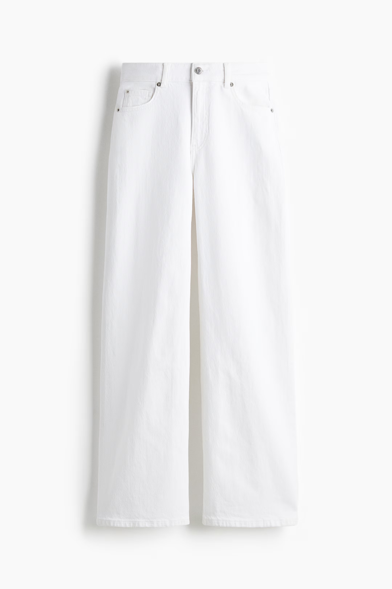 White high-rise wide-leg denim jeans product image