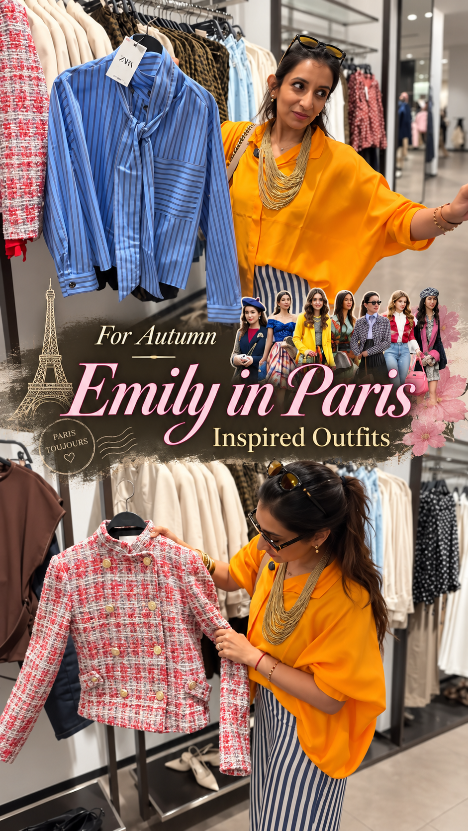 Emily in Paris inspired autumn outfit Reel cover with Shikha styling Zara pieces