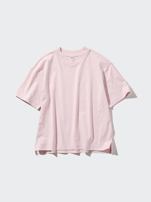 UNIQLO AIRism Cotton T-Shirt in soft pink product-only image