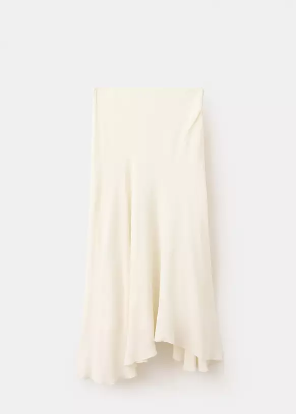 MANGO ivory asymmetric fluid midi skirt