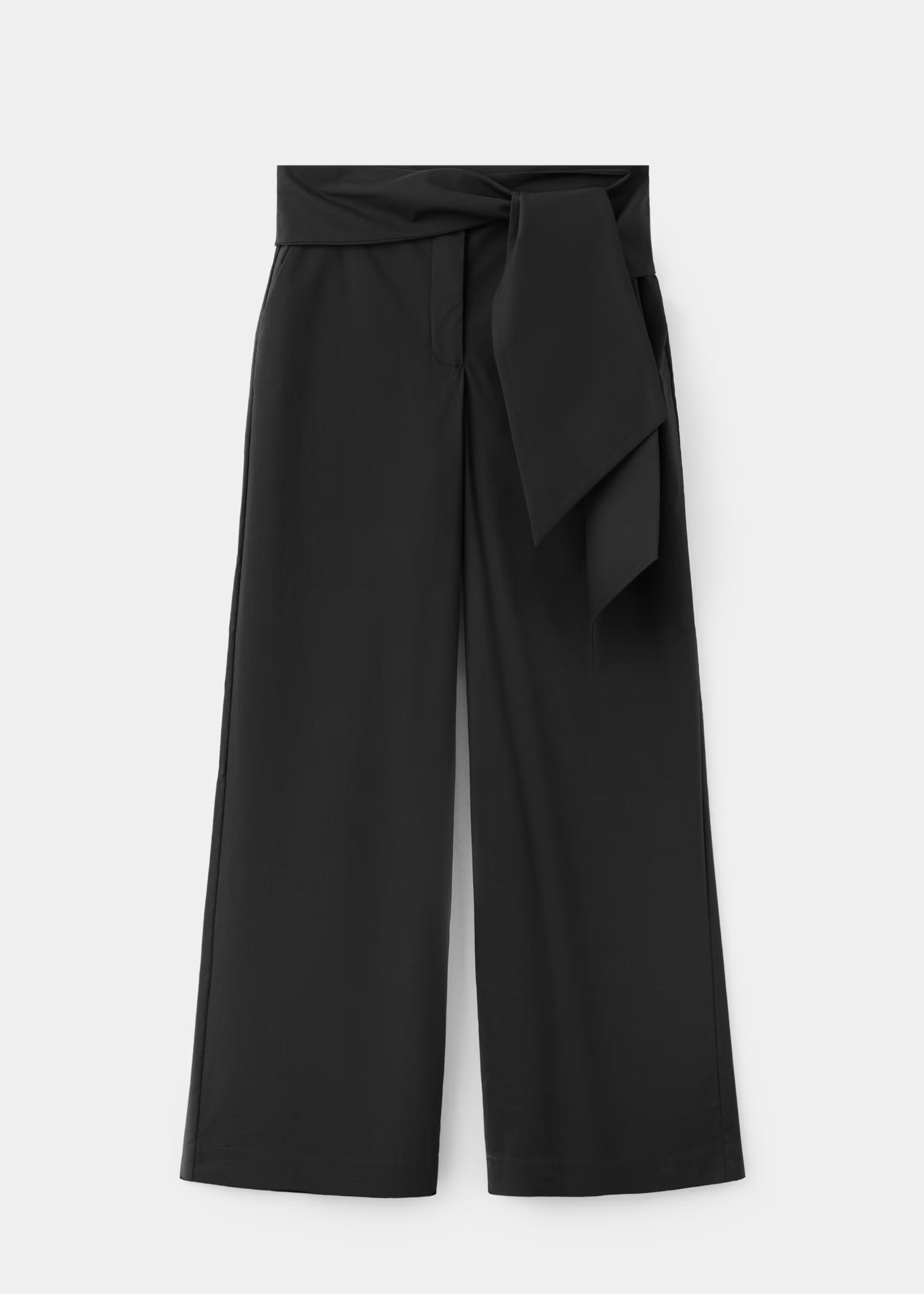 Mango black wide-leg pants with a tie detail at the waist