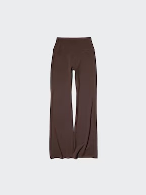 UNIQLO AIRism Soft Flare Leggings in dark brown product-only image