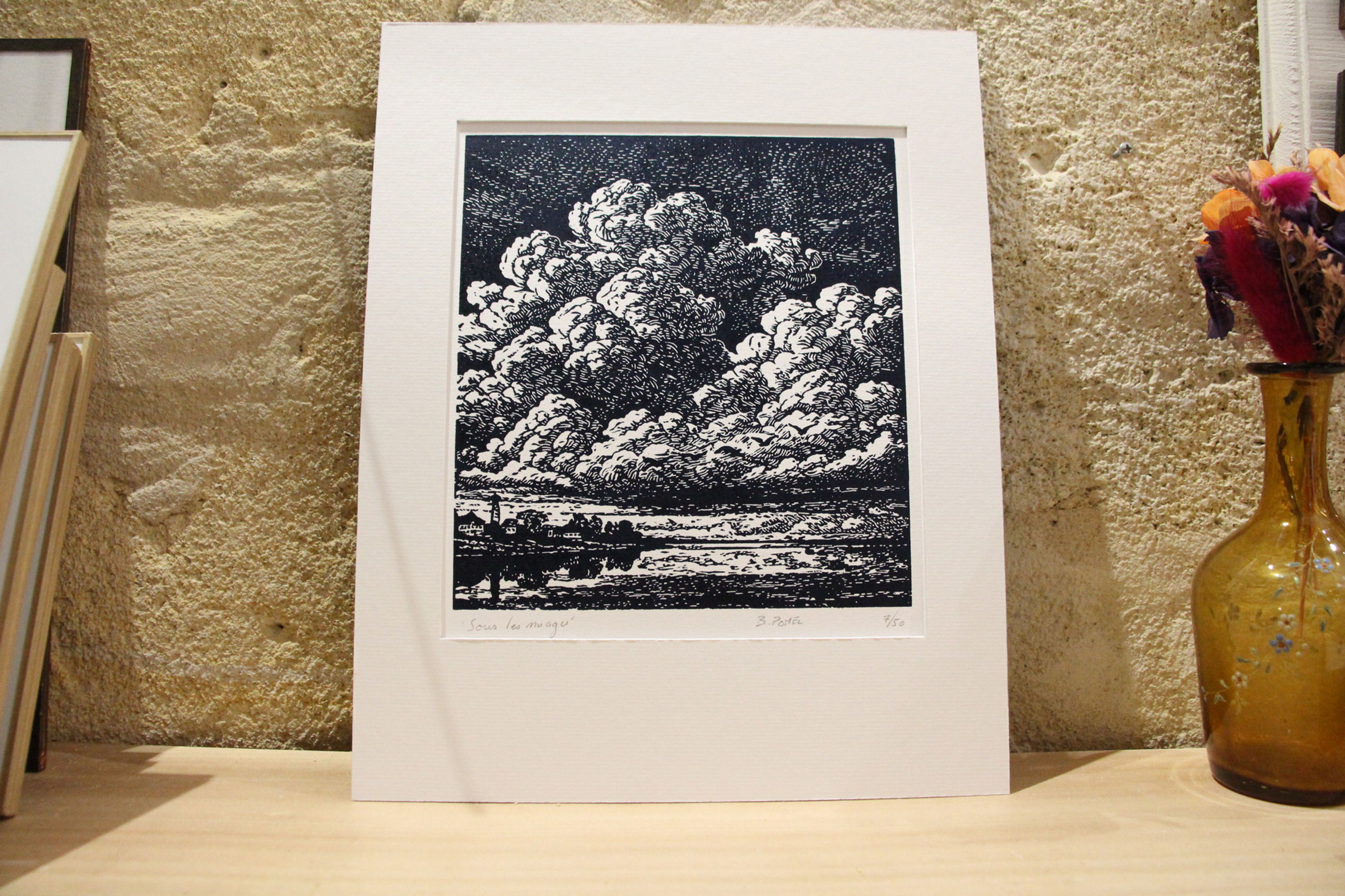 Nuage linogravure de Benoit Pomel