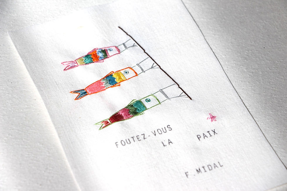 Miniature : "Foutez-vous la paix"  Broderie de Lou Descroix