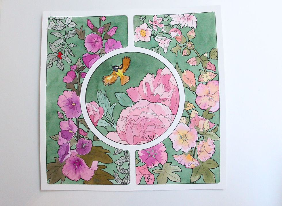 Miniature : "La mésange" aquarelle originale de Lucile Béranger