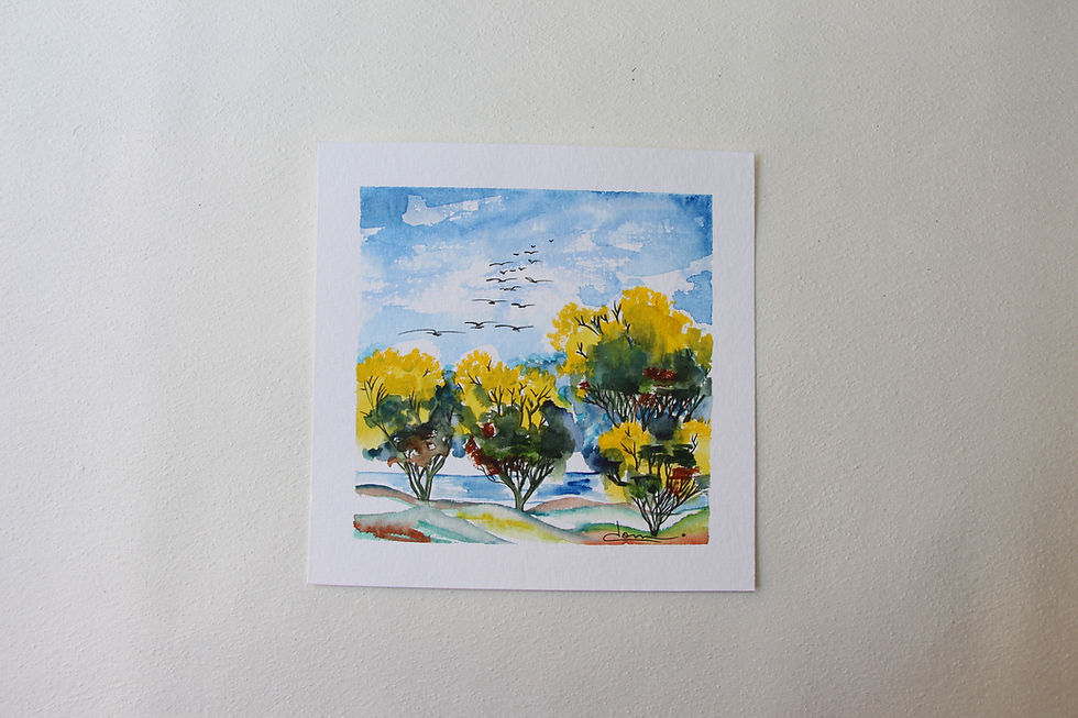 Miniature : "Le bleu des oliviers" Aquarelle originale de DOMINIQUE MASSINI