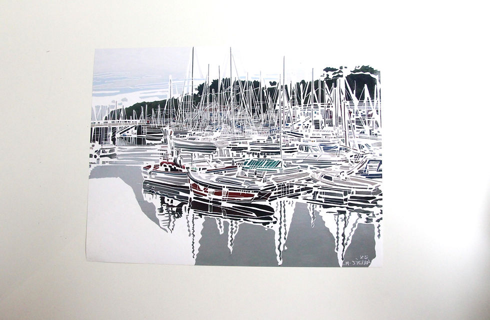 Thumbnail: "Les bateaux" Gravure sur photographie de Mathieu Segura