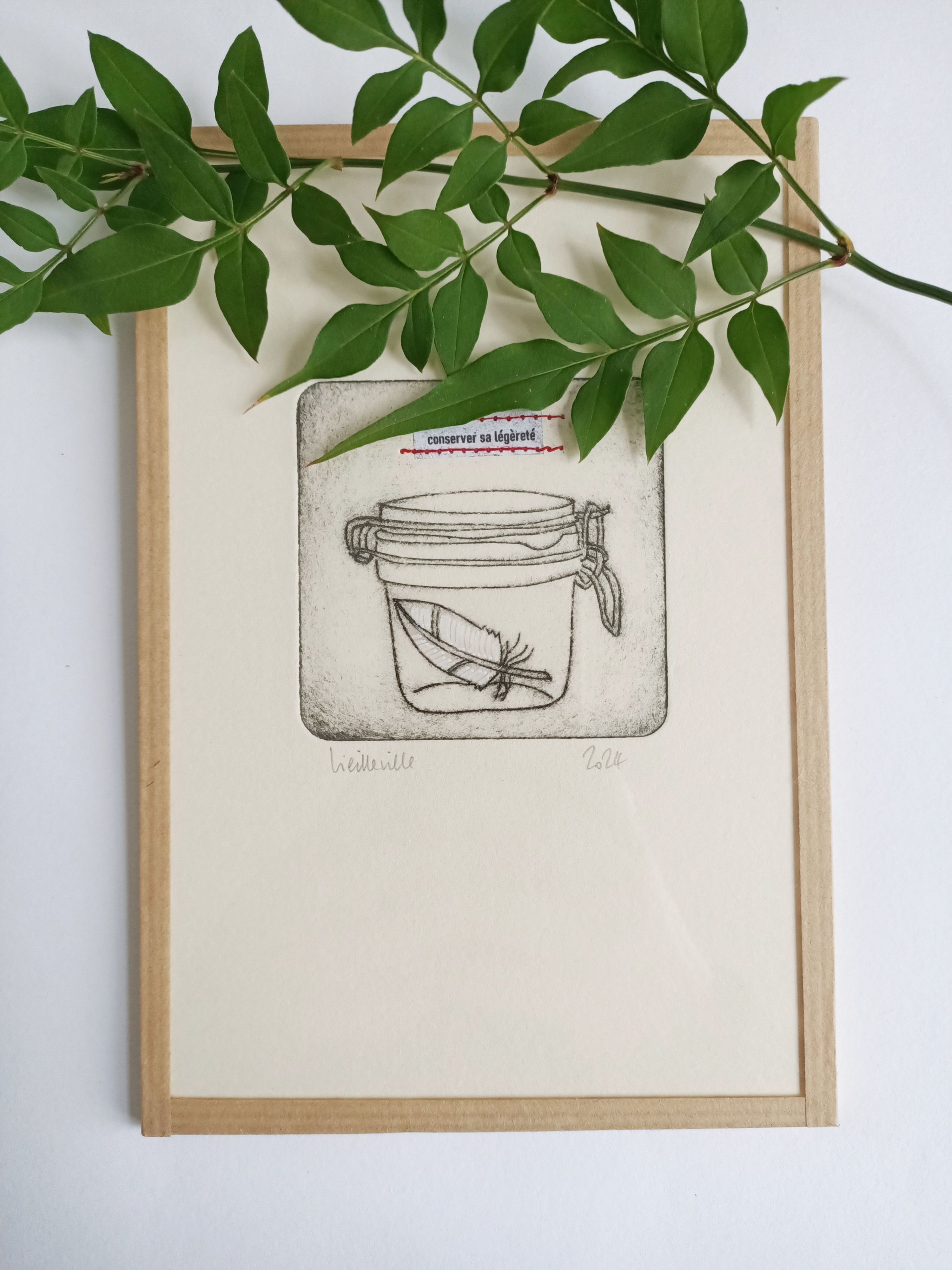 "Conserver sa légèreté" Gravure de NATHALIE VIEILLEVILLE